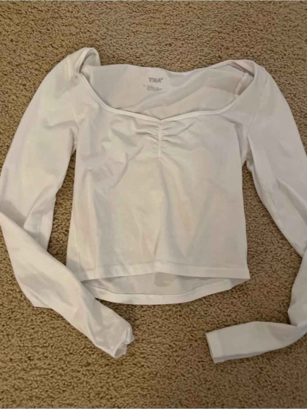 Aritzia TNA White Long-Sleeve Scoop Neck top small
